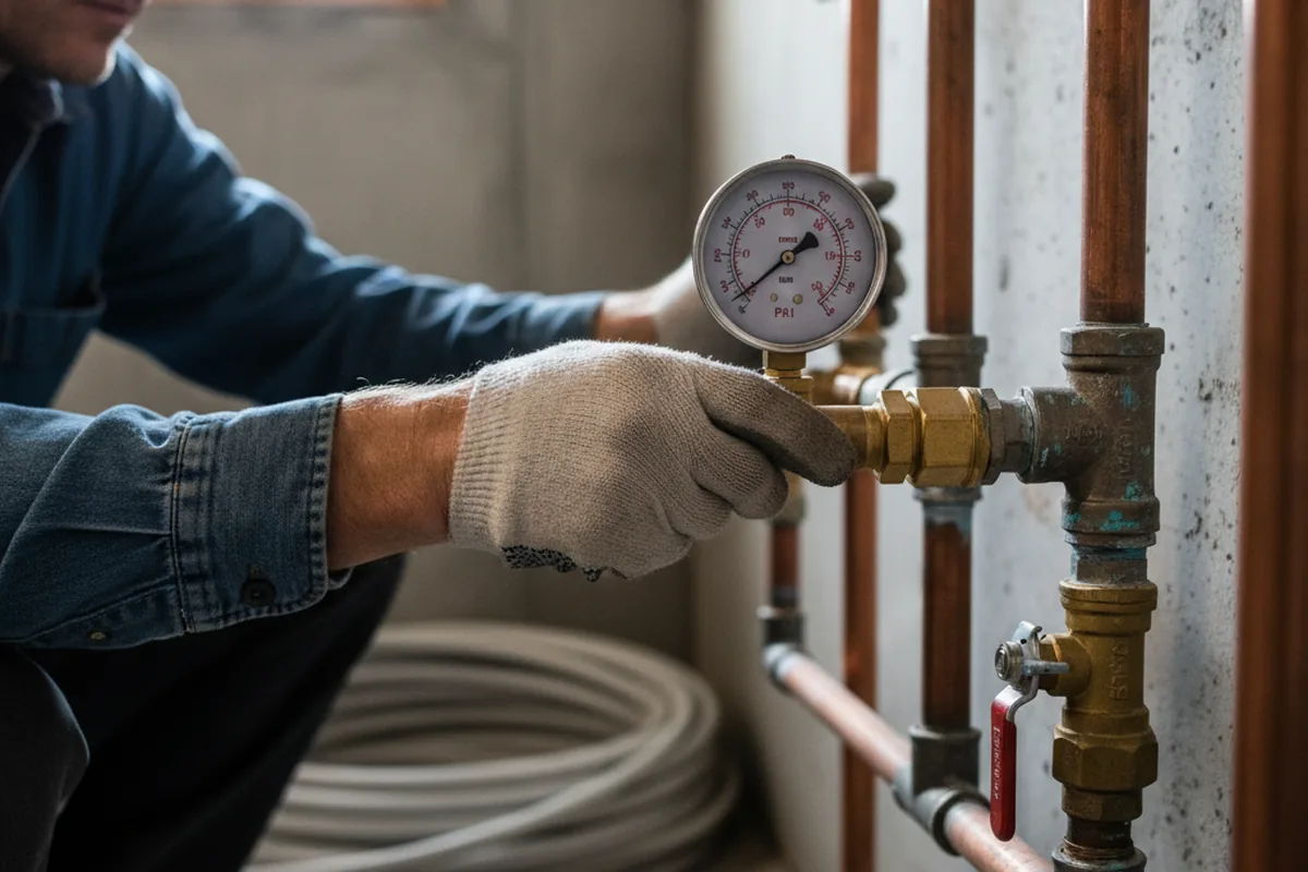 Pressure testing a repaired line during Water Line Repair in East Schodack